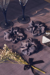 Saphire Blue Pure Silk Scrunchies Pack of Three