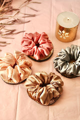 Soft Glam Oversized Silk Scrunchies Pack of Four