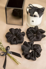 Dusky Noir Pure Silk Scrunchies Pack of Three