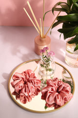 Rose Gold Oversized Pure Silk Scrunchies Pack of Two