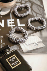 Stardust Silver Skinny Pure Silk Scrunchies Pack of Three