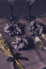 Saphire Blue Pure Silk Scrunchies Pack of Three