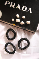 Dusky Noir Skinny Pure Silk Scrunchies Pack of Three