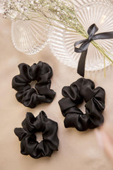 Dusky Noir Pure Silk Scrunchies Pack of Three