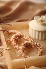 Champagne Oyster Skinny Pure Silk Scrunchies Pack of Three