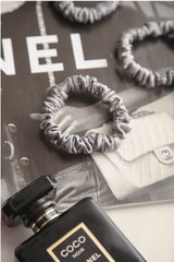 Stardust Silver Skinny Pure Silk Scrunchies Pack of Three