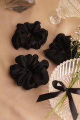 Dusky Noir Pure Silk Scrunchies Pack of Three