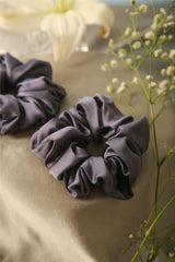 Saphire Blue Oversized Pure Silk Scrunchies Pack of Two