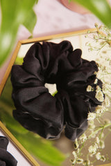Dusky Noir Oversized Pure Silk Scrunchies Pack of Two