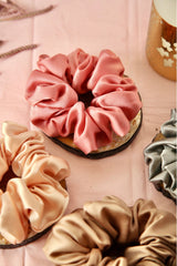 Soft Glam Oversized Silk Scrunchies Pack of Four