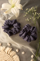 Saphire Blue Oversized Pure Silk Scrunchies Pack of Two
