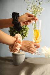 Pop, Clink, Fizz Oversized Silk Scrunchies Pack of Two