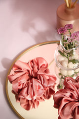 Rose Gold Oversized Pure Silk Scrunchies Pack of Two