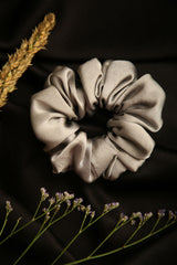 Stardust Silver Oversized Pure Silk Scrunchies Pack of Two