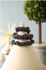 Saphire Blue Skinny Pure Silk Scrunchies Pack of Three