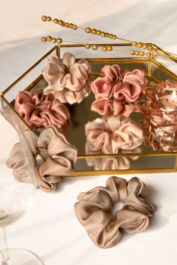 Sun-Kissed Glow Silk Scrunchie Collection Pack of Six