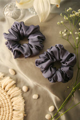 Saphire Blue Oversized Pure Silk Scrunchies Pack of Two