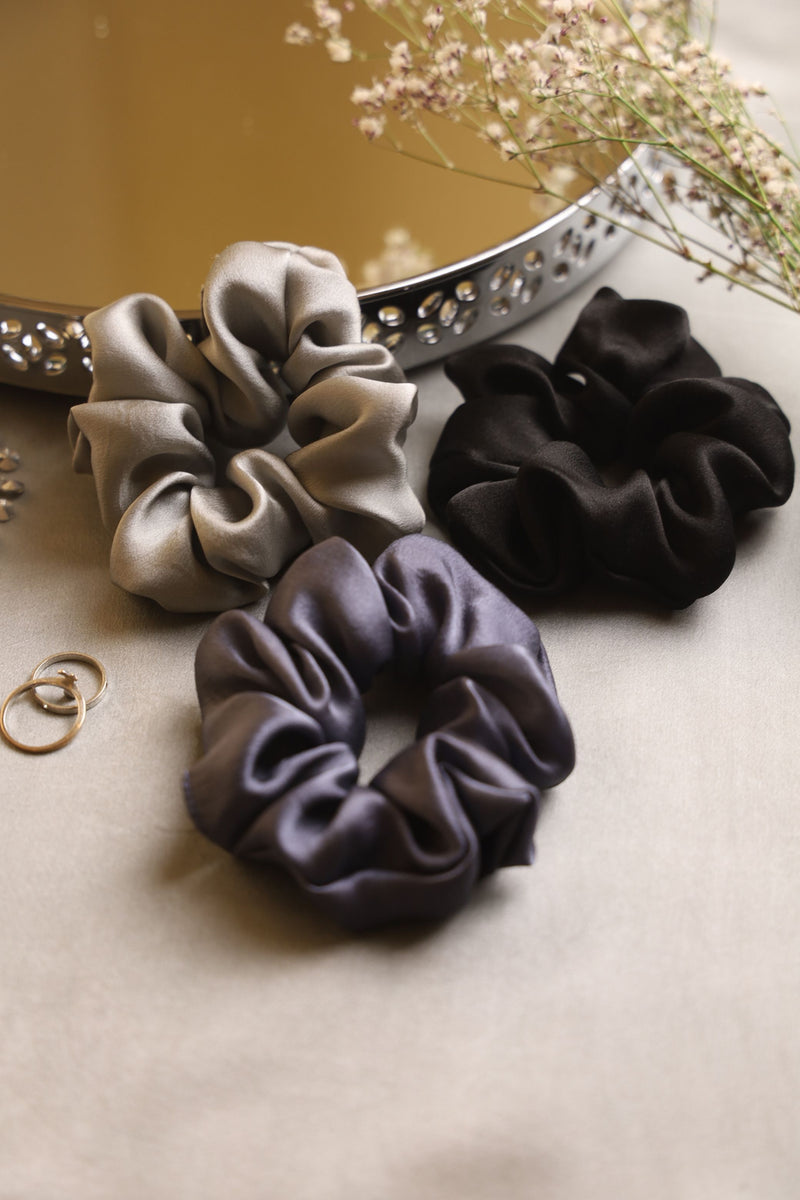 Moon Light Silk Scrunchie Collection Pack of Three