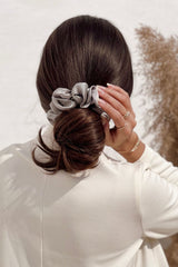 Stardust Silver Oversized Pure Silk Scrunchies Pack of Two