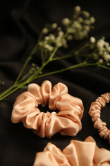Champagne Brunch Pure Silk Scrunchie Collection pack of three