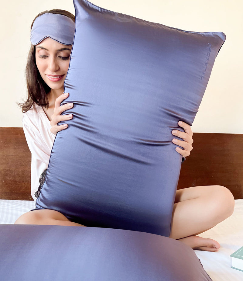 SAPHIRE BLUE PURE MULBERRY SILK PILLOWCASES