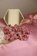 La Vien En Rosé Silk Scrunchies Collection pack of Six