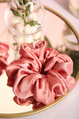 Rose Gold Oversized Pure Silk Scrunchies Pack of Two