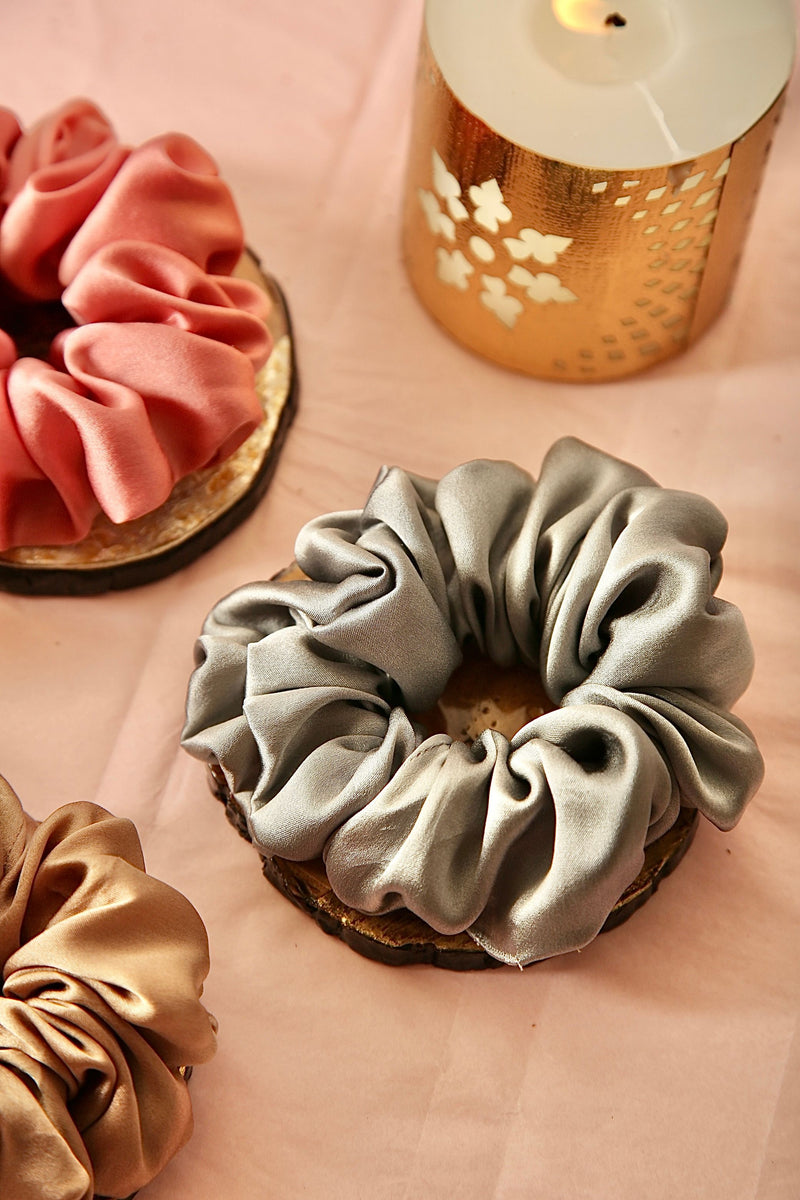 Soft Glam Oversized Silk Scrunchies Pack of Four
