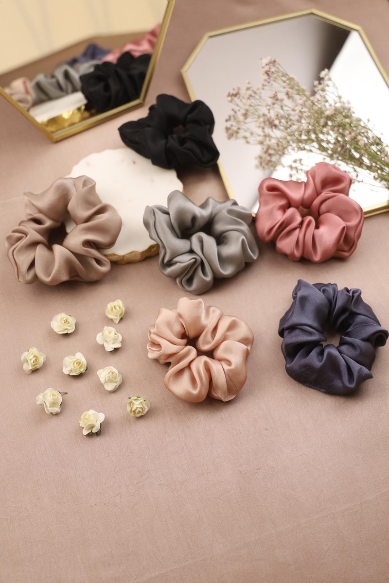 The Jewel Collection Silk Scrunchies Pack of Six